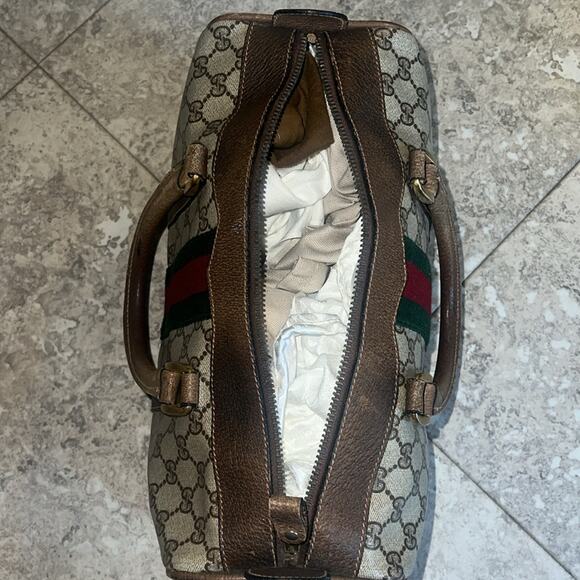 Authentic Gucci Sherry Line Boston Bag – Vintage GG Monogram Canvas Satchel - Picture 14 of 16